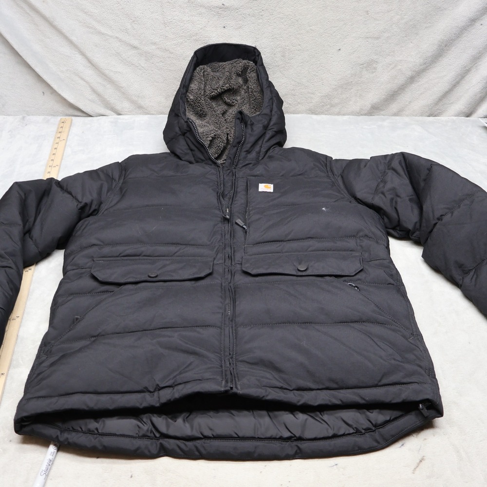 Carhartt Jacket Women Medium 8-10 Black Montana Rain Defender Relaxed Fit Puffer